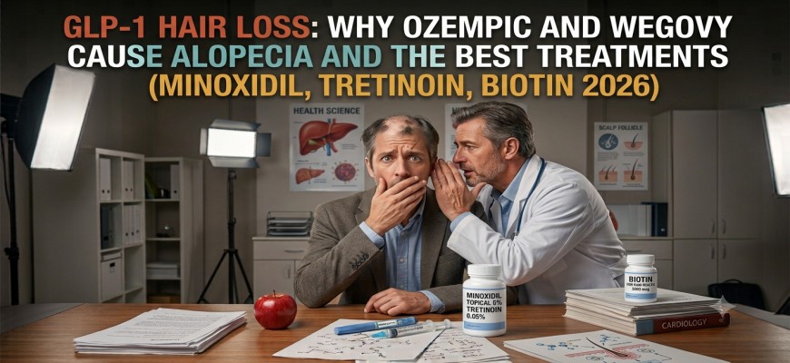 GLP-1 Hair Loss: Why Ozempic and Wegovy Cause Alopecia and  the Best Treatments (Minoxidil, Tretinoin, Biotin 2026)